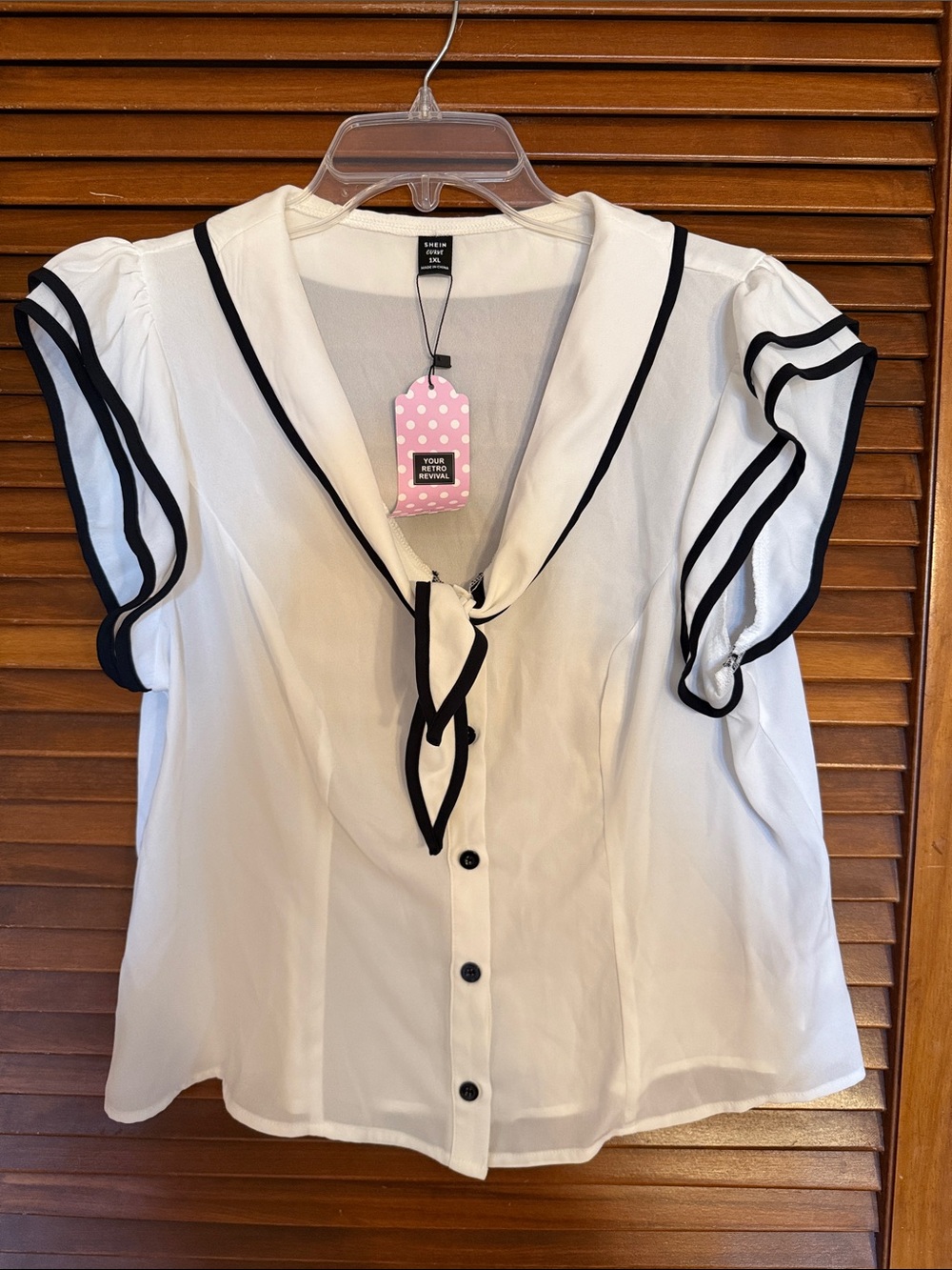 NEW Chiffon Sailor Tie-Front Blouse - Picture 2 of 5